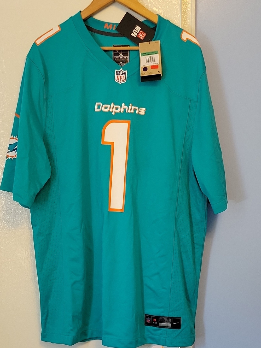 Miami Dolphins Kids Teal #1 Football Jersey - Nike